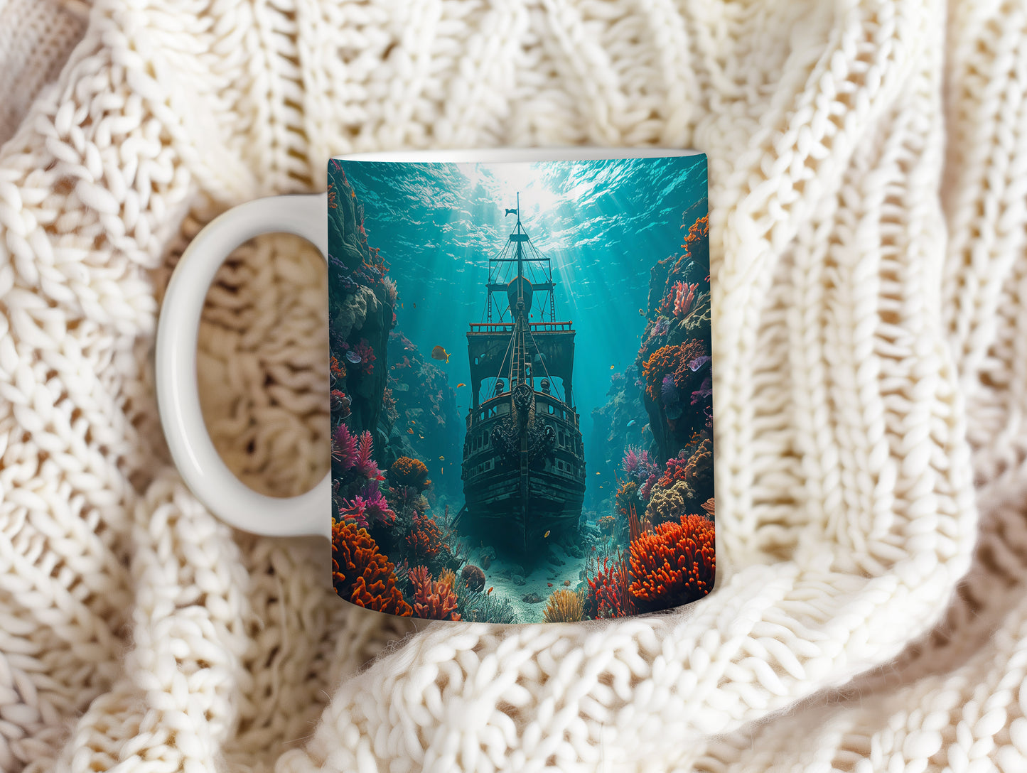 Hrnek s motivem z vodního světa – Tajemství potopené lodi