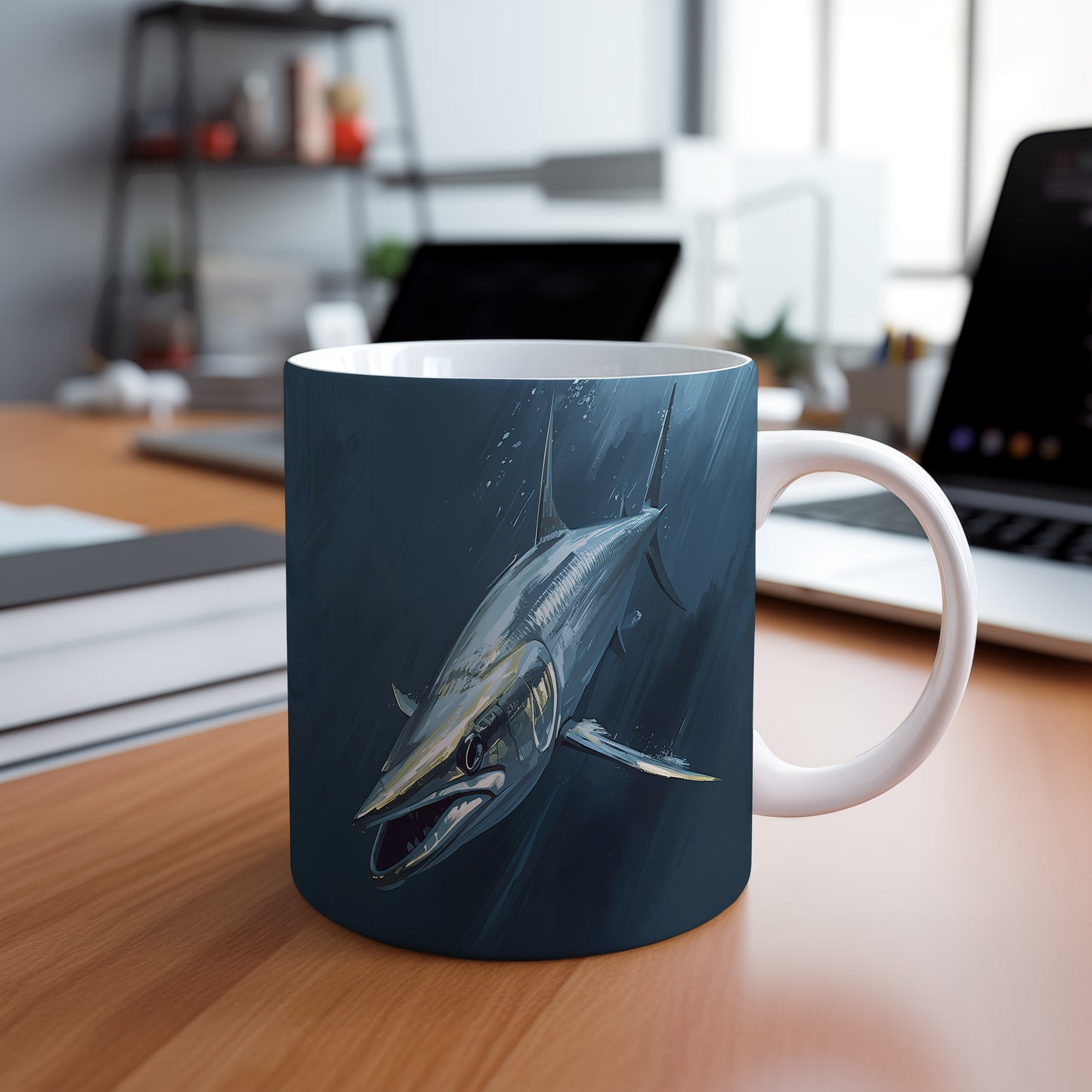 Hrnek s motivem z vodního světa – Žraločí elegance