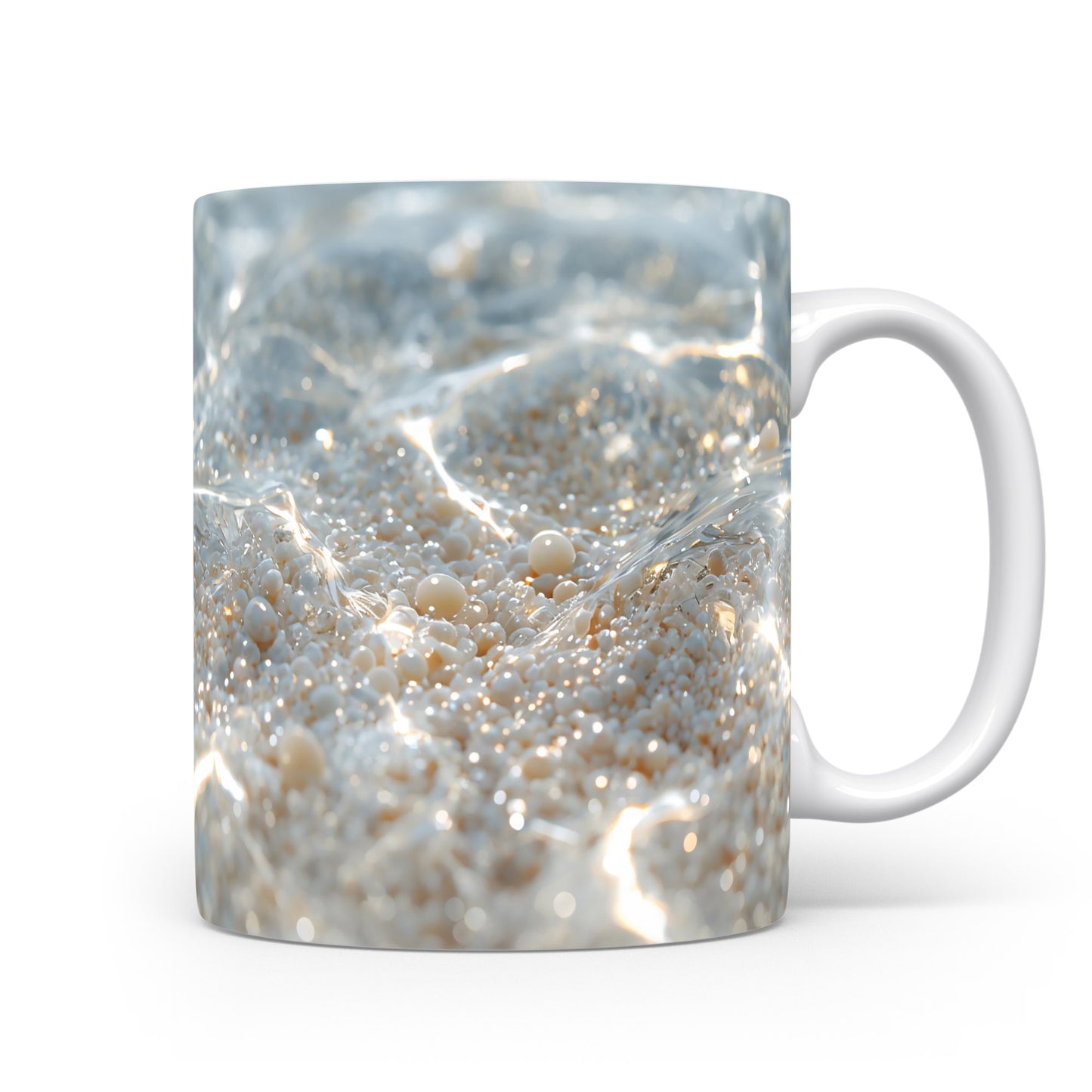 Perlové dno pod vodou s třpytícími se odlesky světla