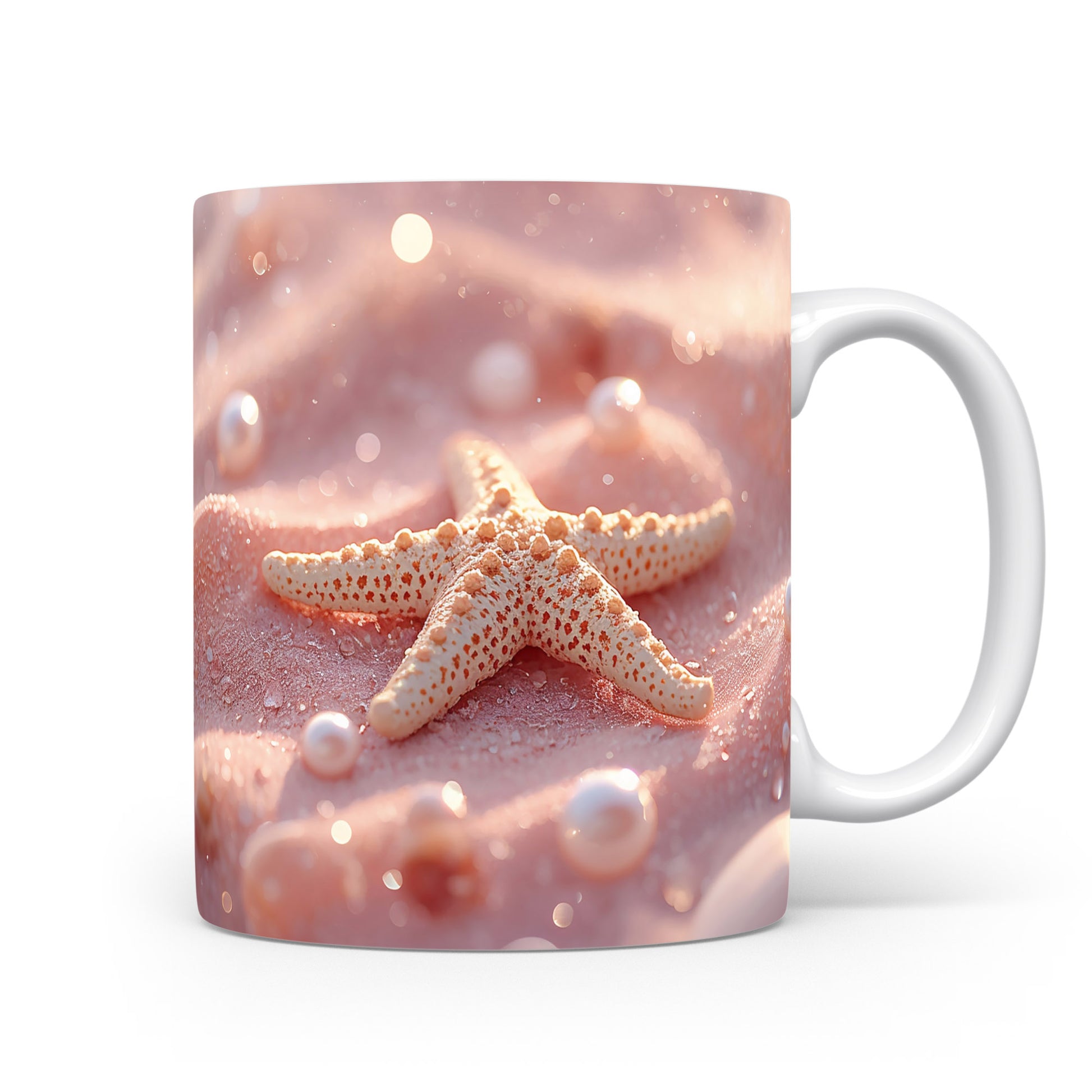 Hvězdice na růžovém písku s perlami