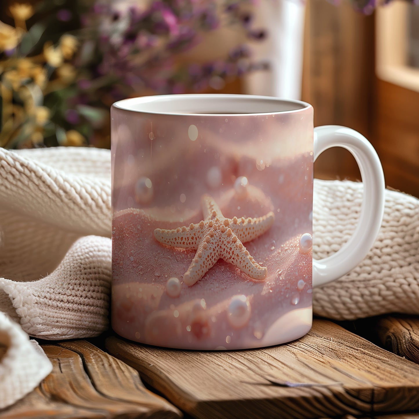 Hrnek s motivem z vodního světa – Mořská hvězda v úsvitu