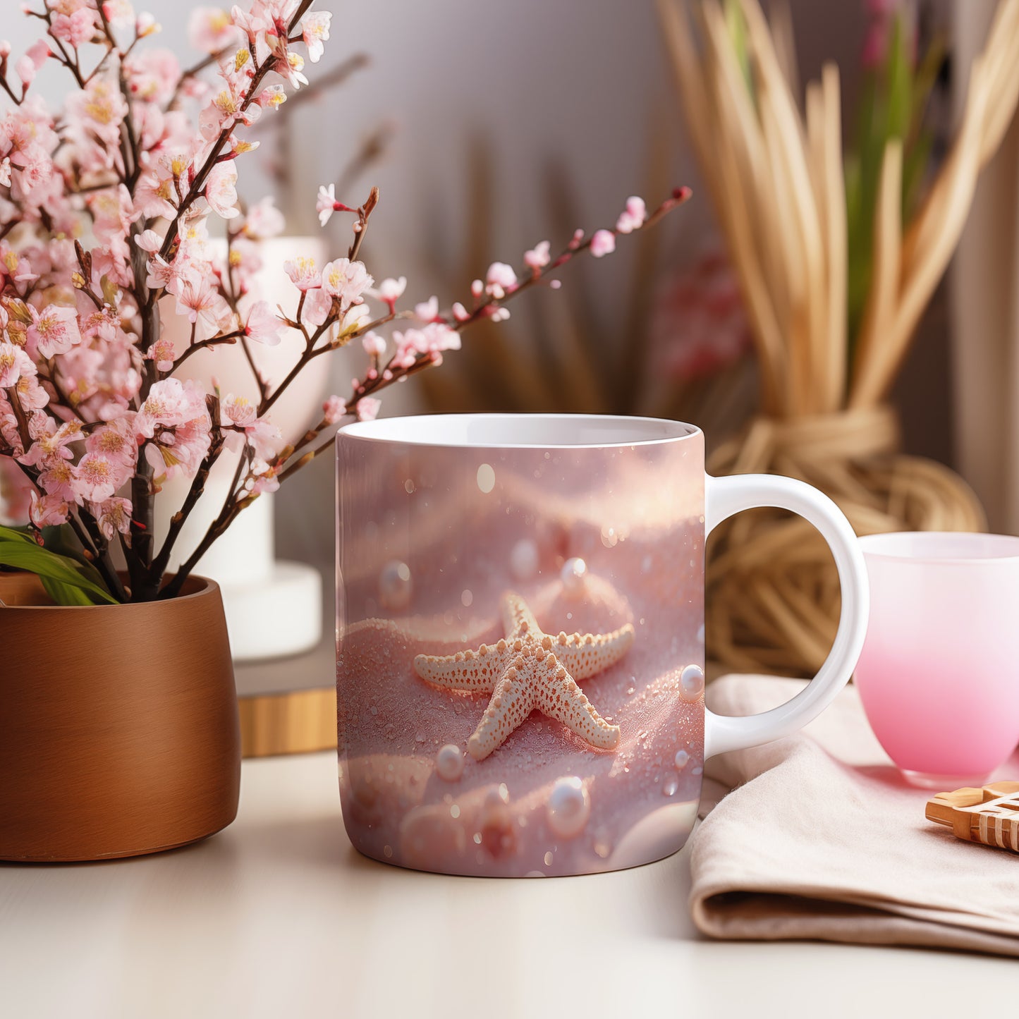 Hrnek s motivem z vodního světa – Mořská hvězda v úsvitu