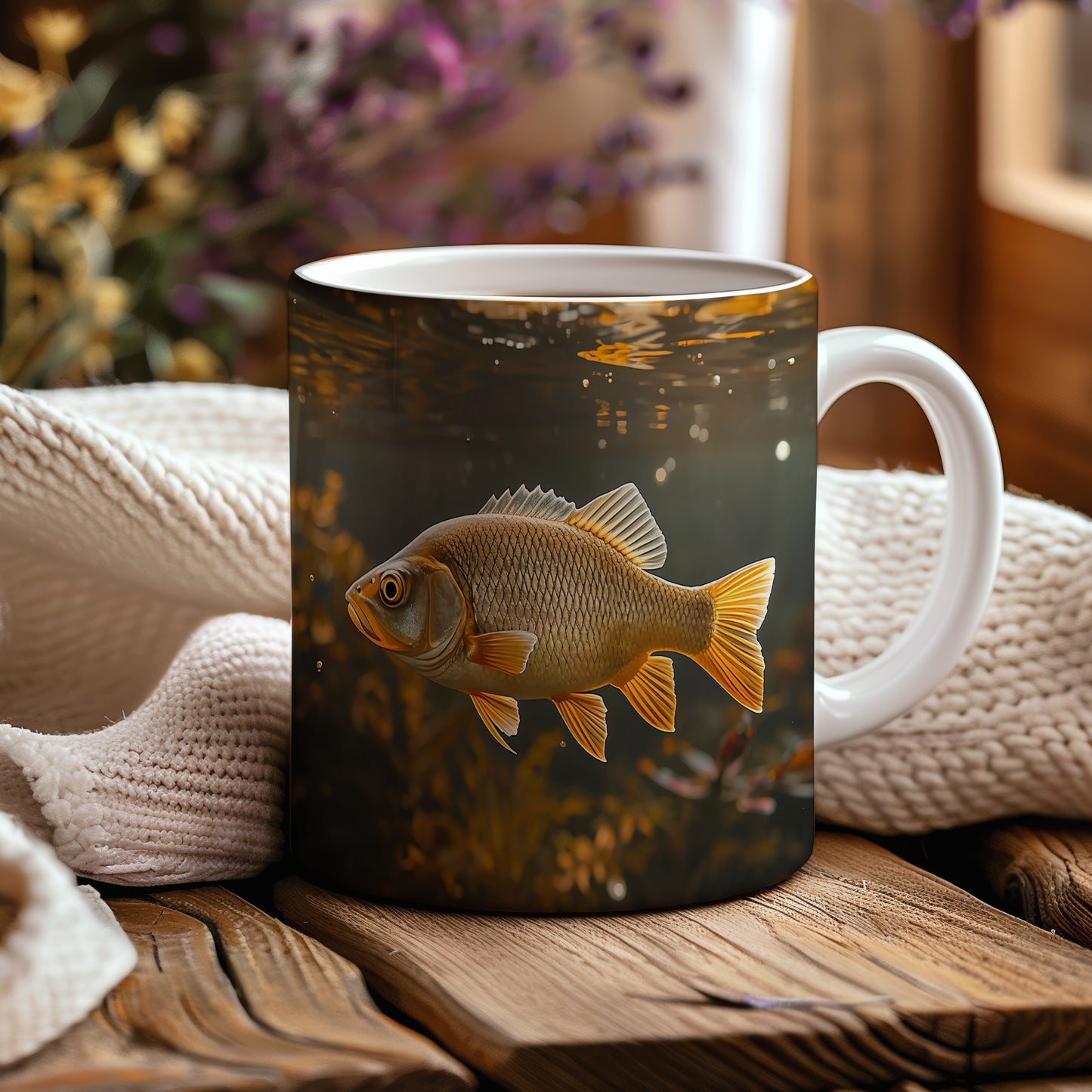 Hrnek s motivem z vodního světa – Zlatavé odlesky