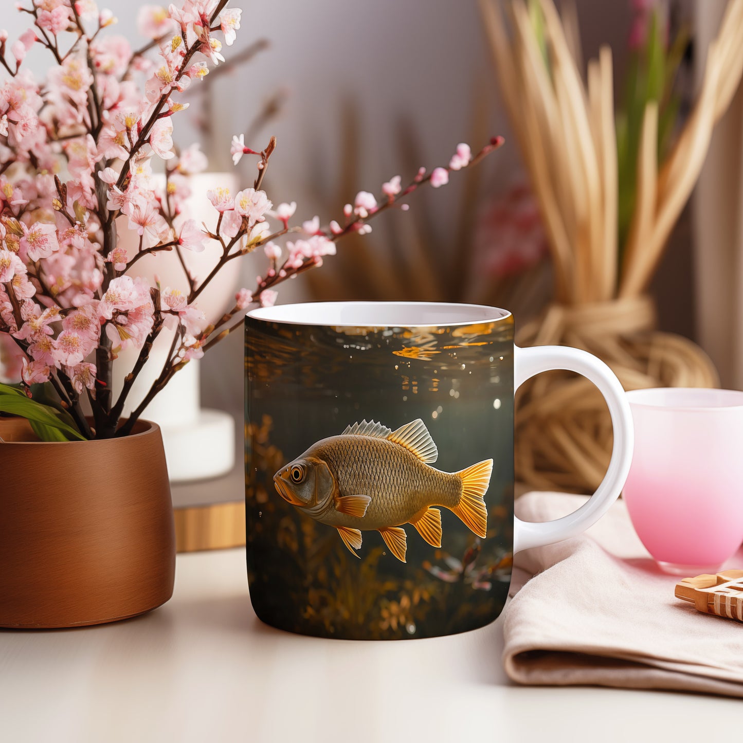 Hrnek s motivem z vodního světa – Zlatavé odlesky