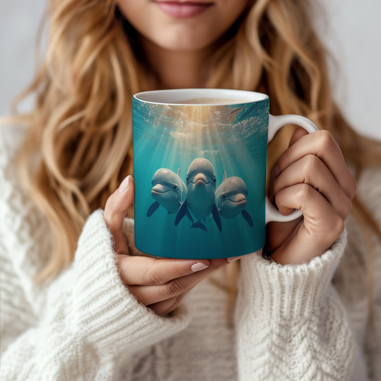 Hrnek s motivem z vodního světa – Tanec delfínů