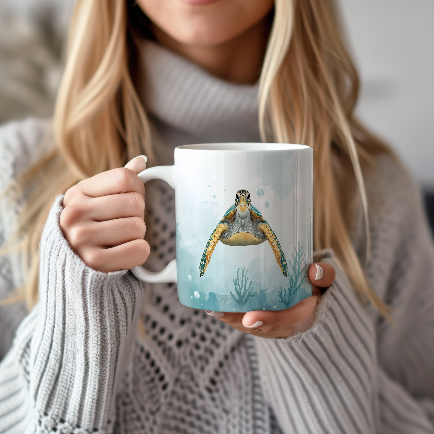 Hrnek s motivem z vodního světa – Plavba s želvou