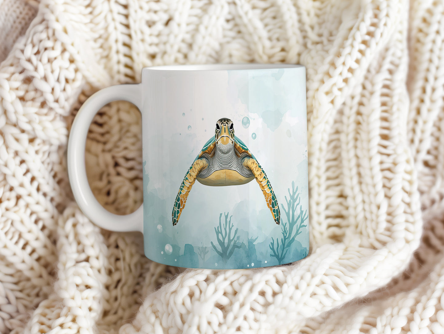 Hrnek s motivem z vodního světa – Plavba s želvou