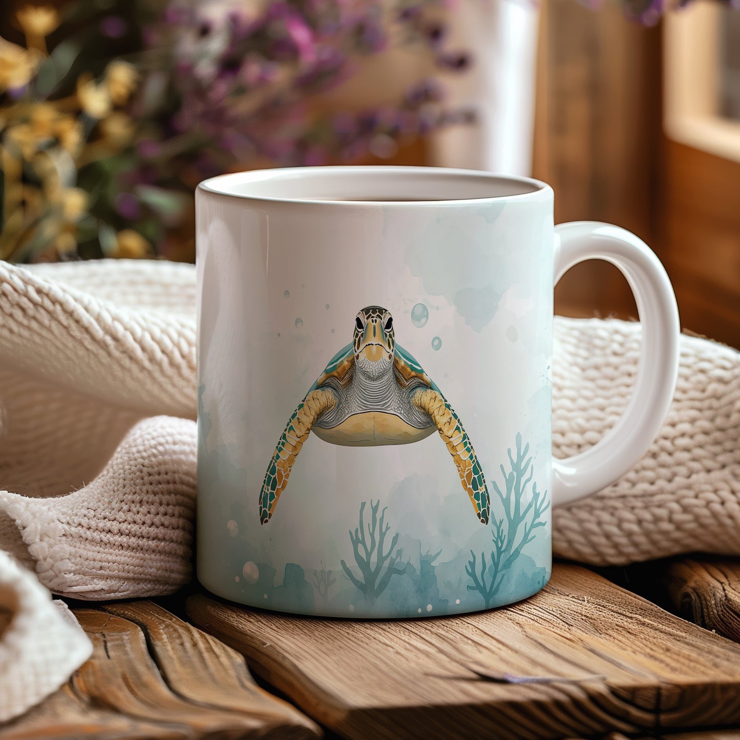 Hrnek s motivem z vodního světa – Plavba s želvou