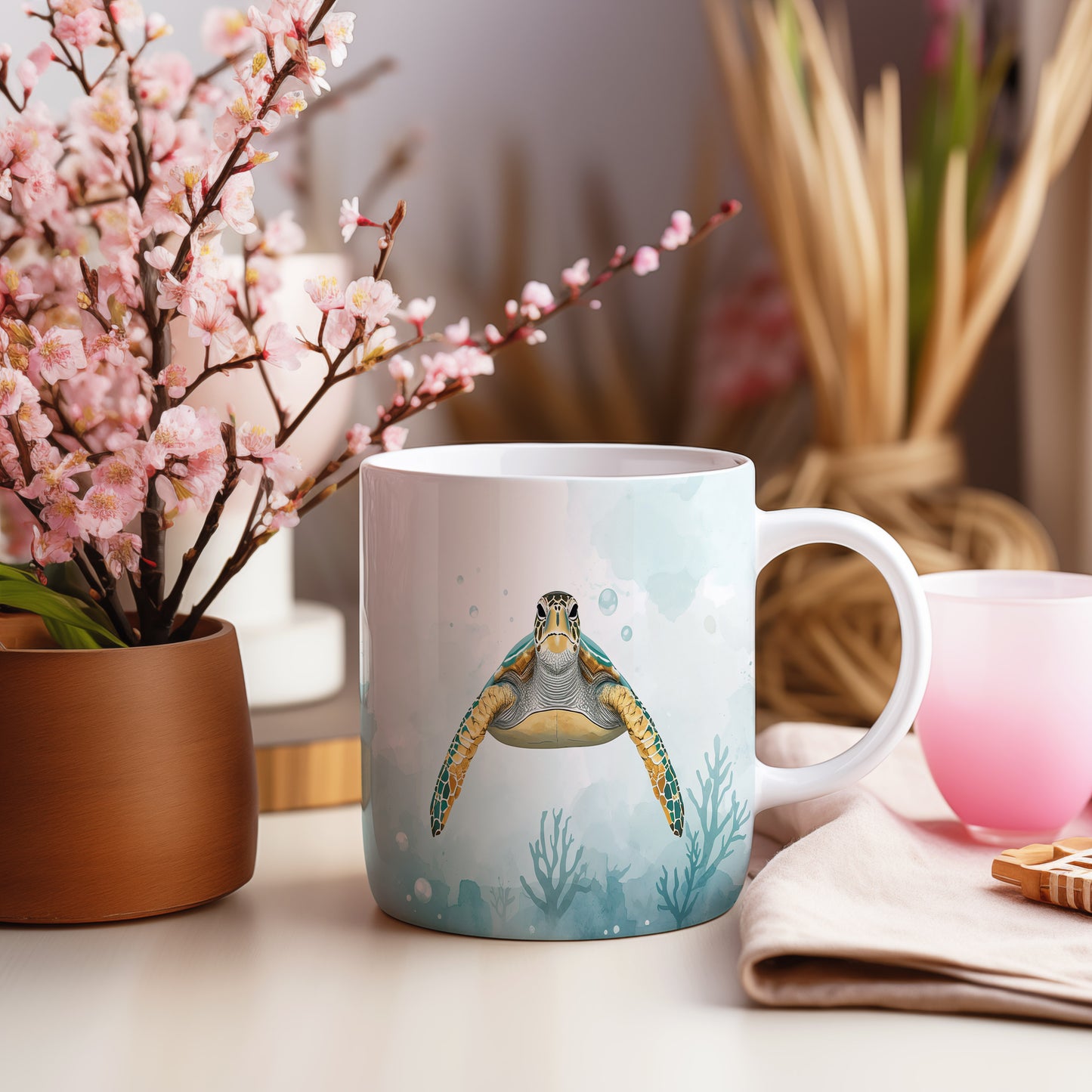 Hrnek s motivem z vodního světa – Plavba s želvou