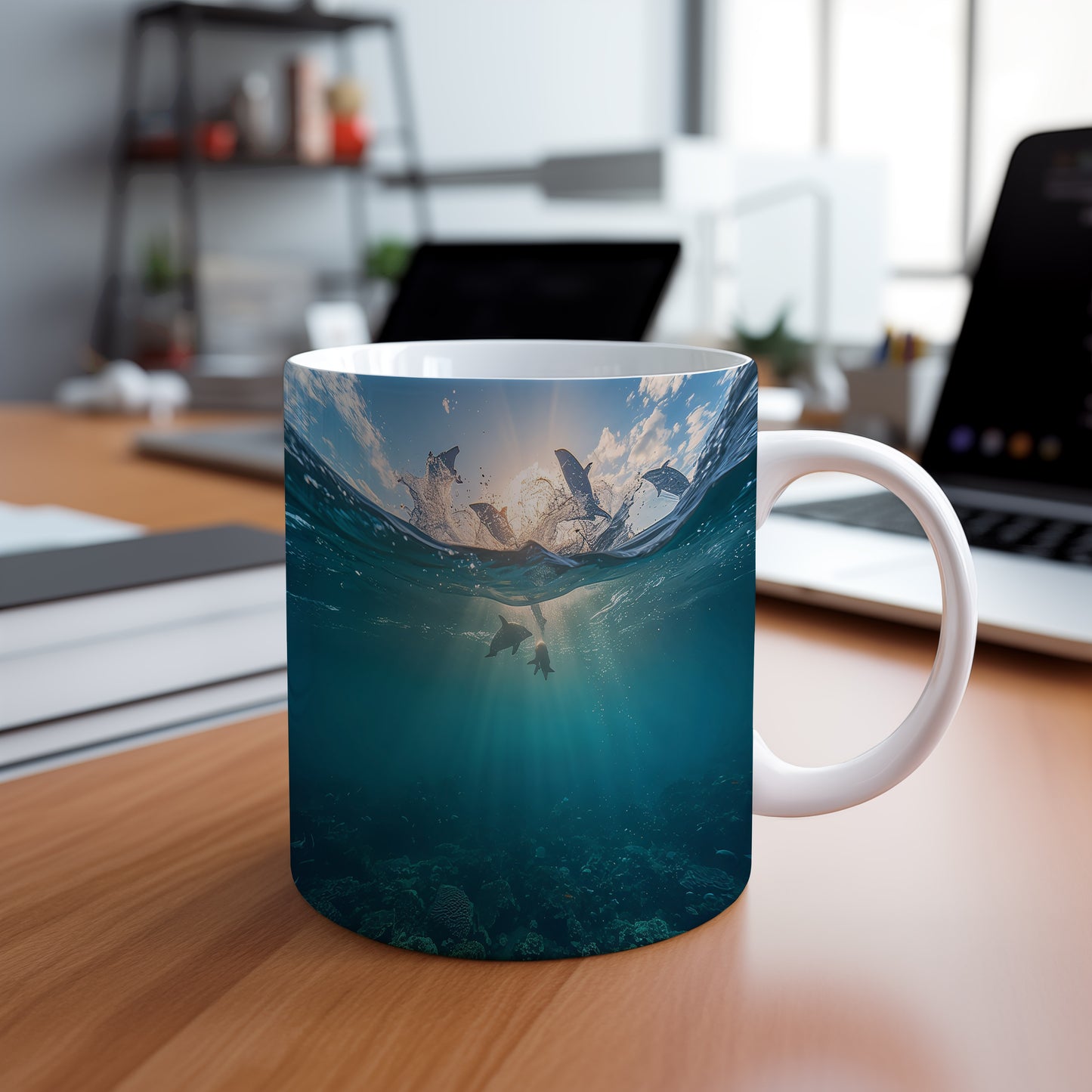 Hrnek s motivem z vodního světa – Delfíní soumrak