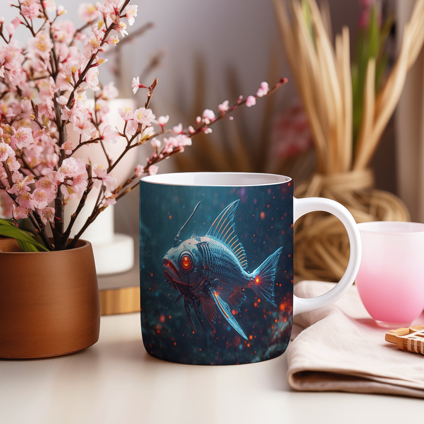 Hrnek s motivem z vodního světa – Kybernetická ryba