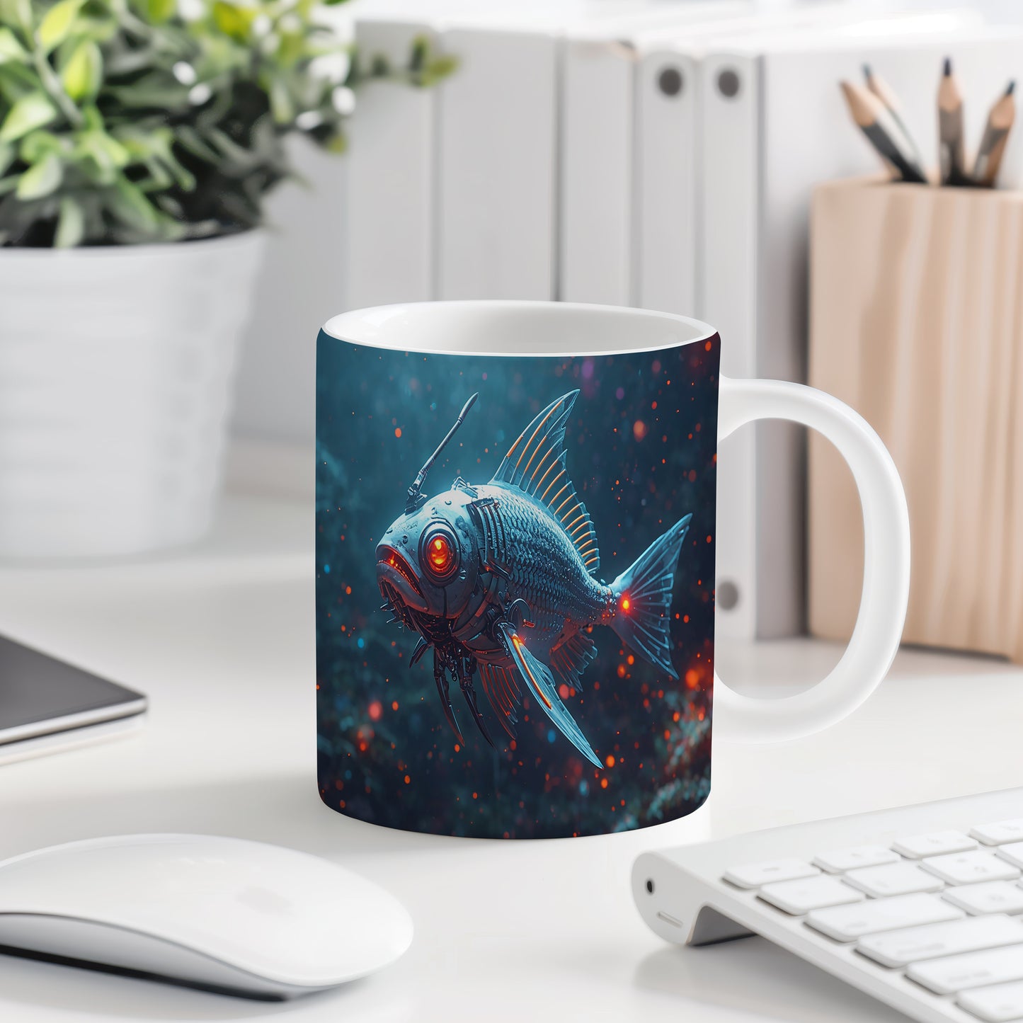 Hrnek s motivem z vodního světa – Kybernetická ryba