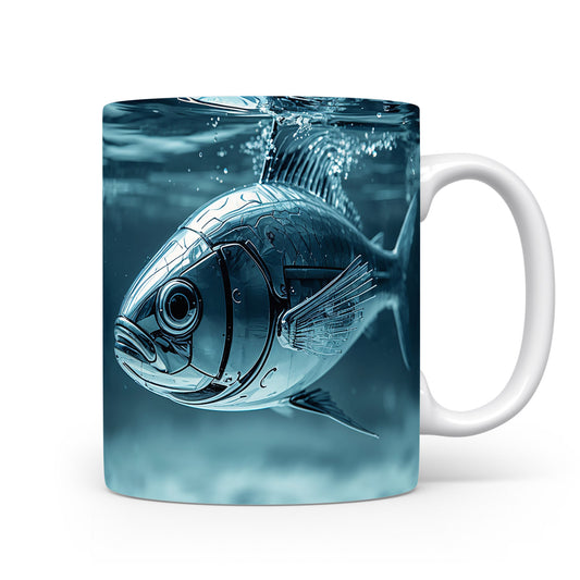 Stříbrná ryba v oceánu na hrnku