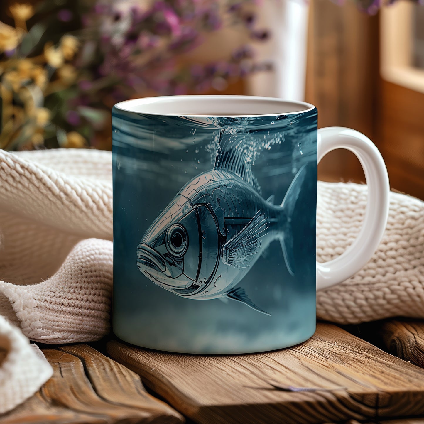 Hrnek s motivem z vodního světa – Stříbrný záblesk hlubin