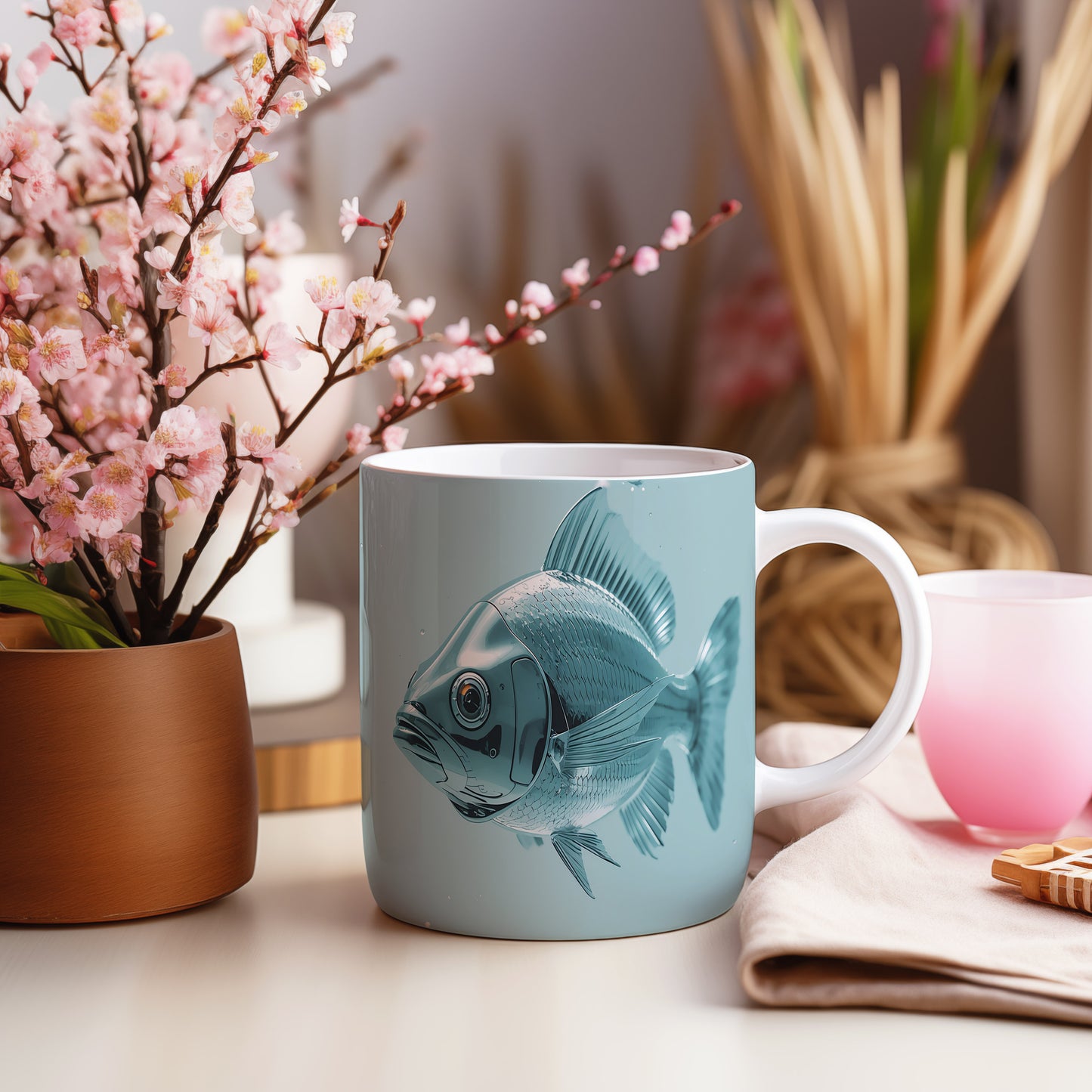 Hrnek s motivem z vodního světa – Stříbrné vlnění