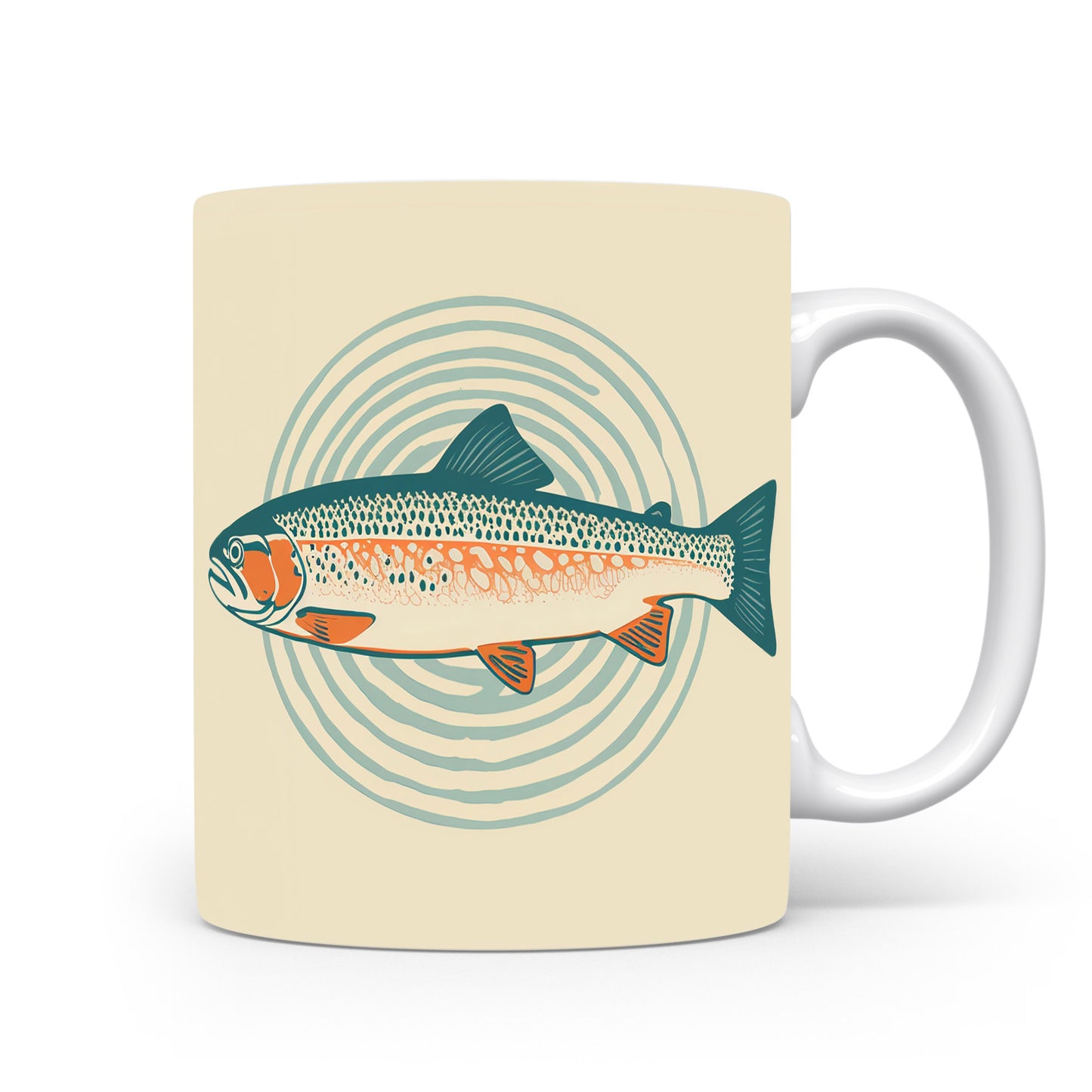 Hrnkový motiv pstruha ve spirále