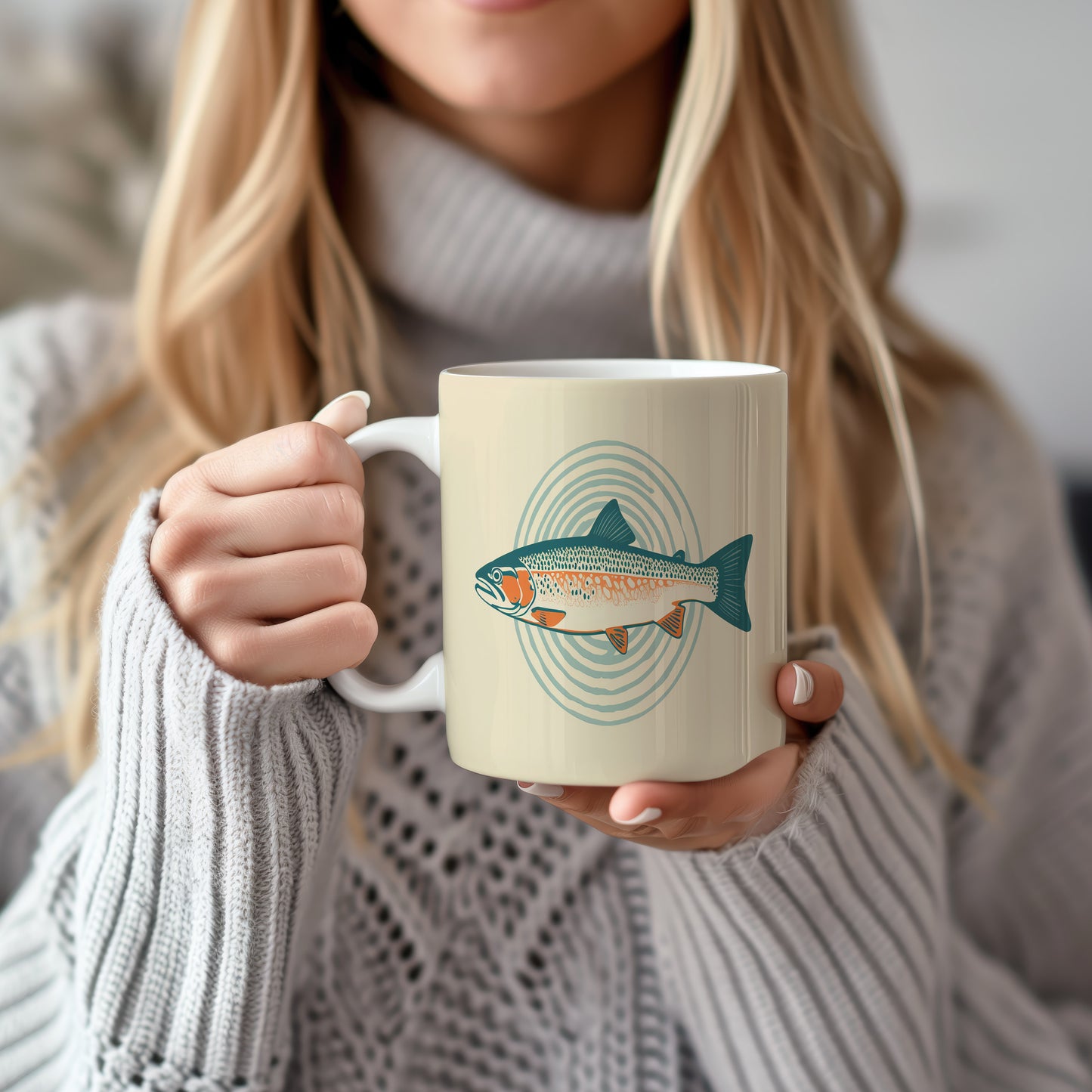 Hrnek s motivem z vodního světa – Pstruh ve spirále