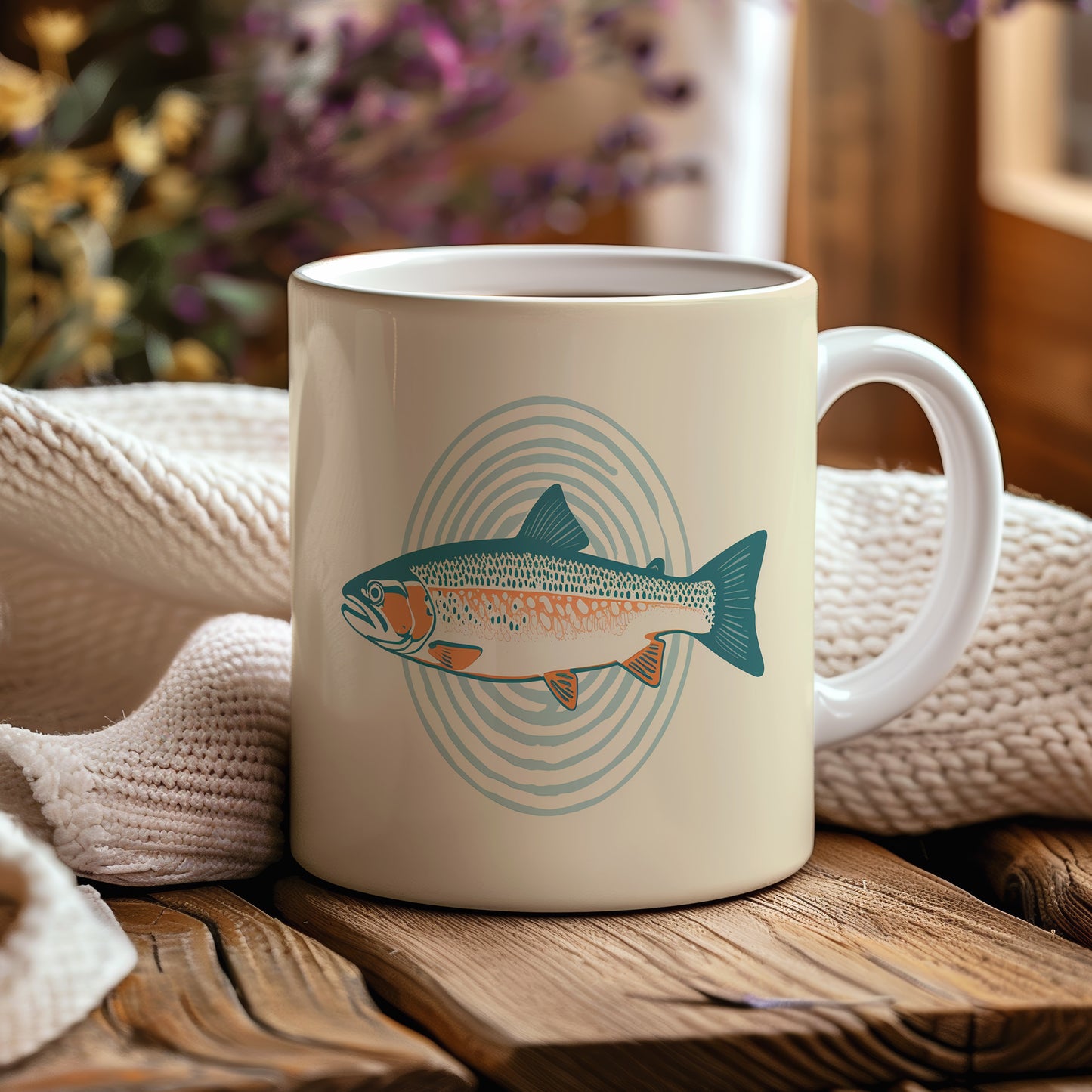 Hrnek s motivem z vodního světa – Pstruh ve spirále