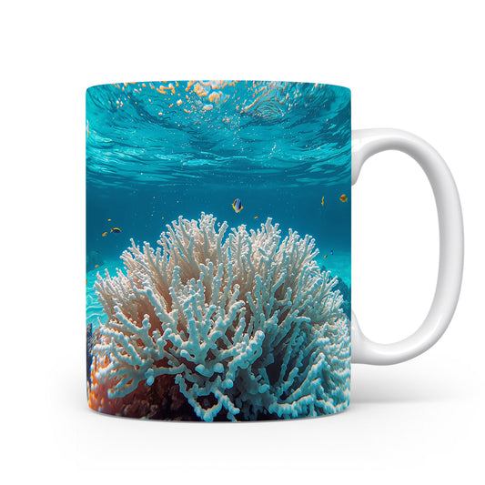 Obrázek korálů a plovoucích rybek v oceánu