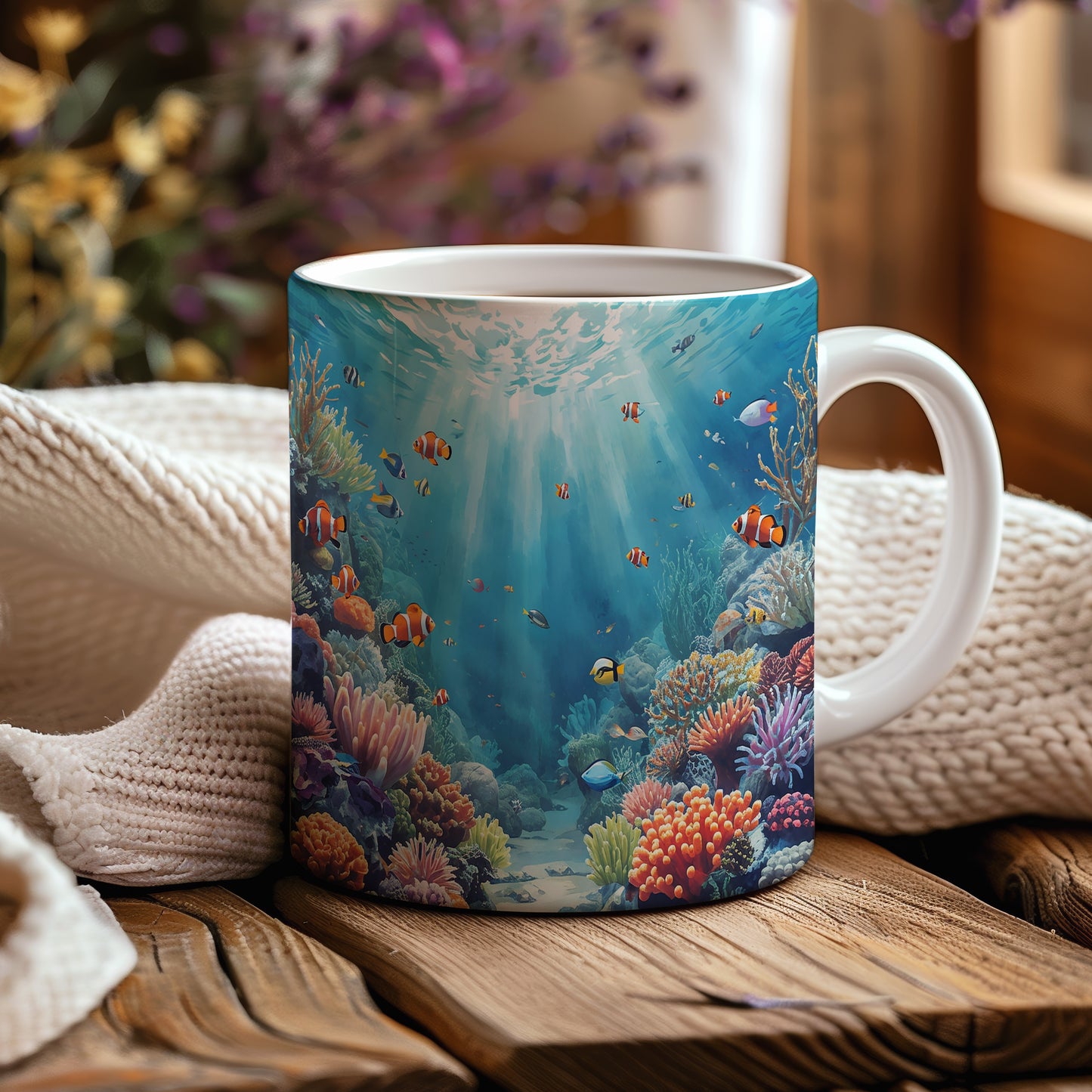 Hrnek s motivem z vodního světa – Podmořská harmonie