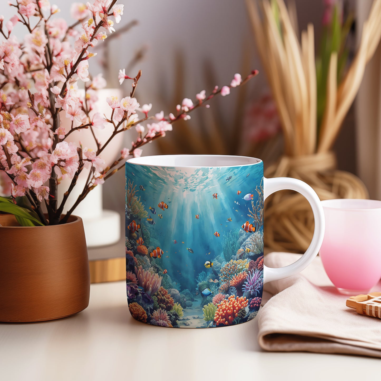 Hrnek s motivem z vodního světa – Podmořská harmonie
