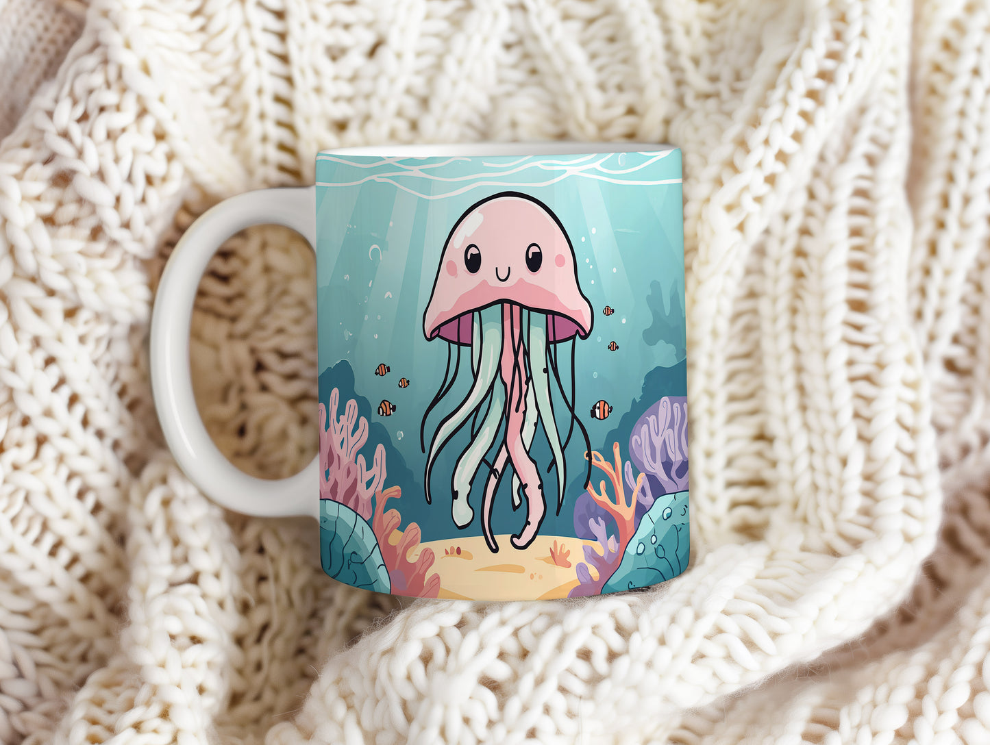 Hrnek s motivem z vodního světa – Medúzový úsměv