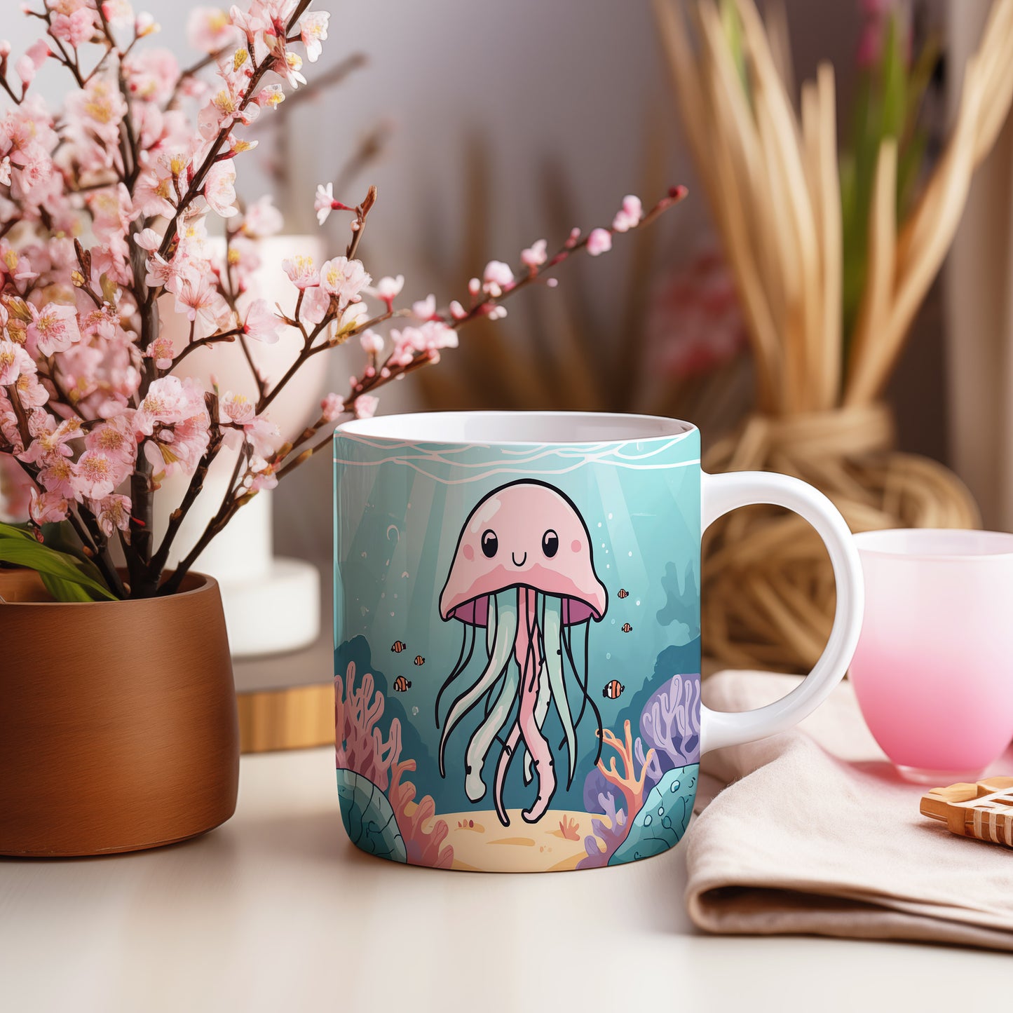 Hrnek s motivem z vodního světa – Medúzový úsměv