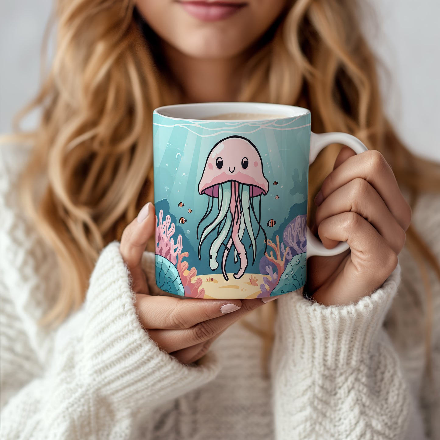 Hrnek s motivem z vodního světa – Medúzový úsměv