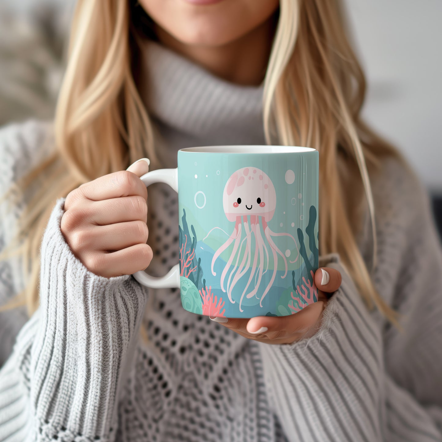 Hrnek s motivem z vodního světa – Medúzová pohádka