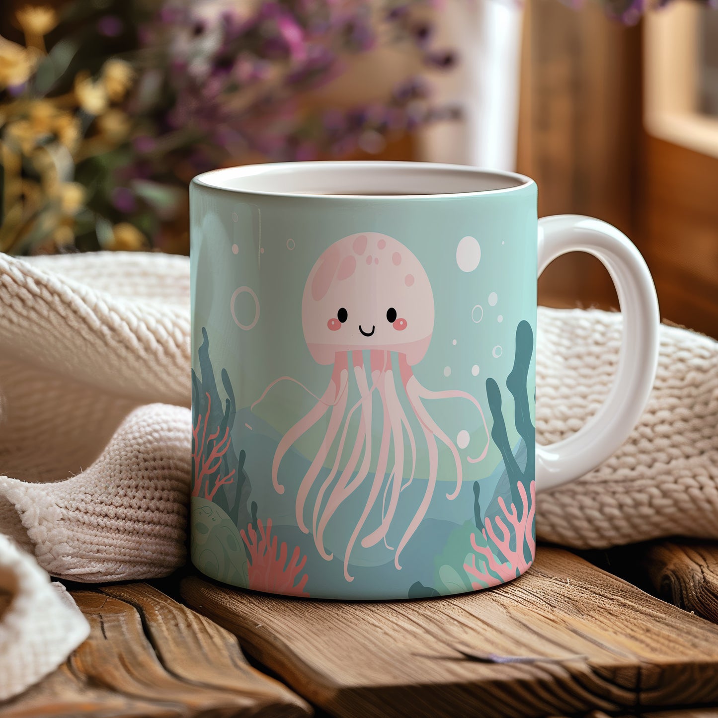 Hrnek s motivem z vodního světa – Medúzová pohádka