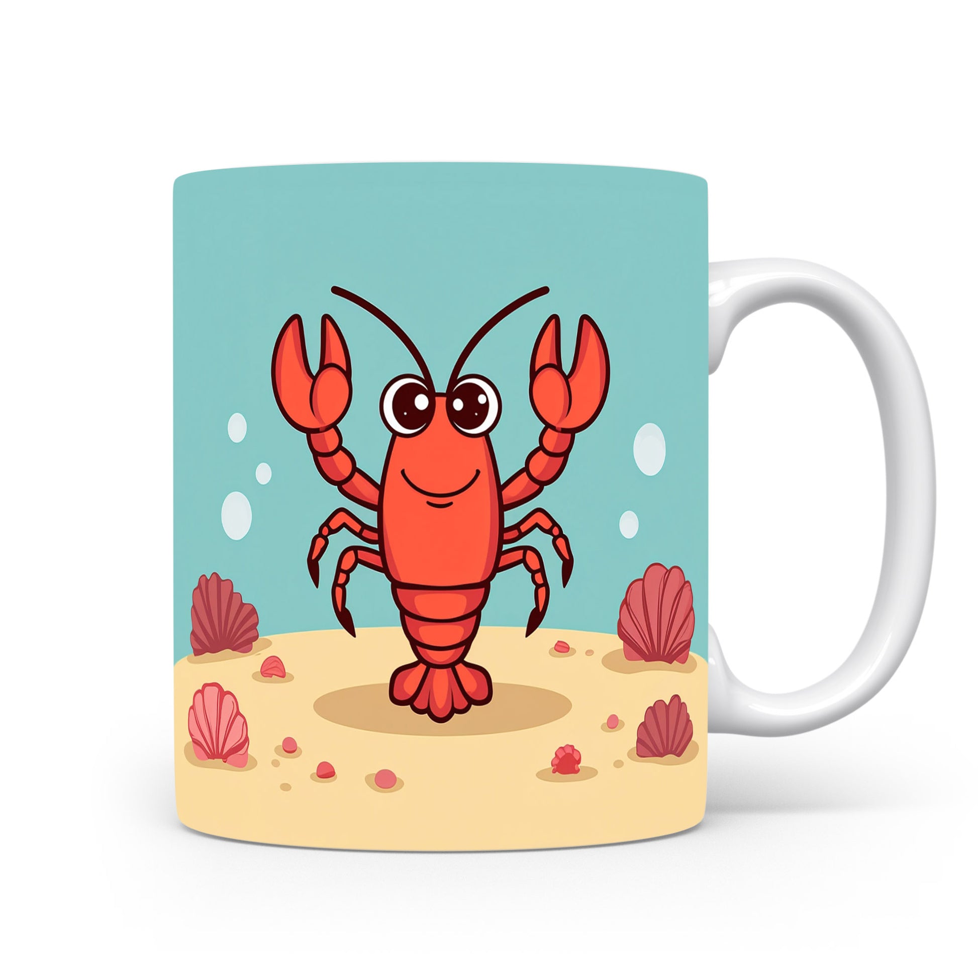 Usmívající se rak na písčitém dně s korály