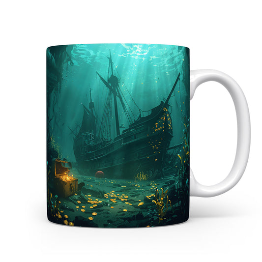 Potopená loď a zlatý poklad na dně oceánu