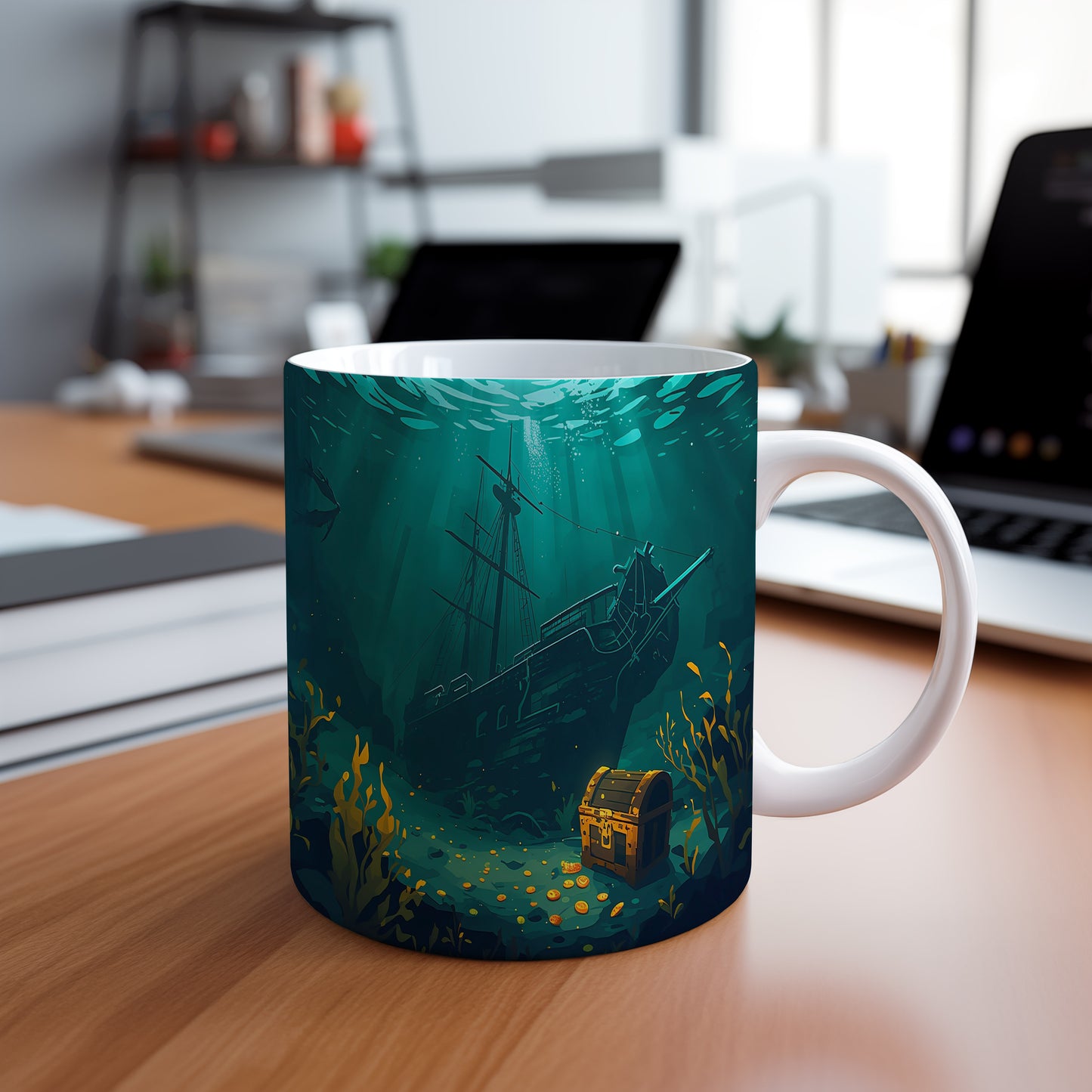 Hrnek s motivem z vodního světa – Poklad na dně oceánu