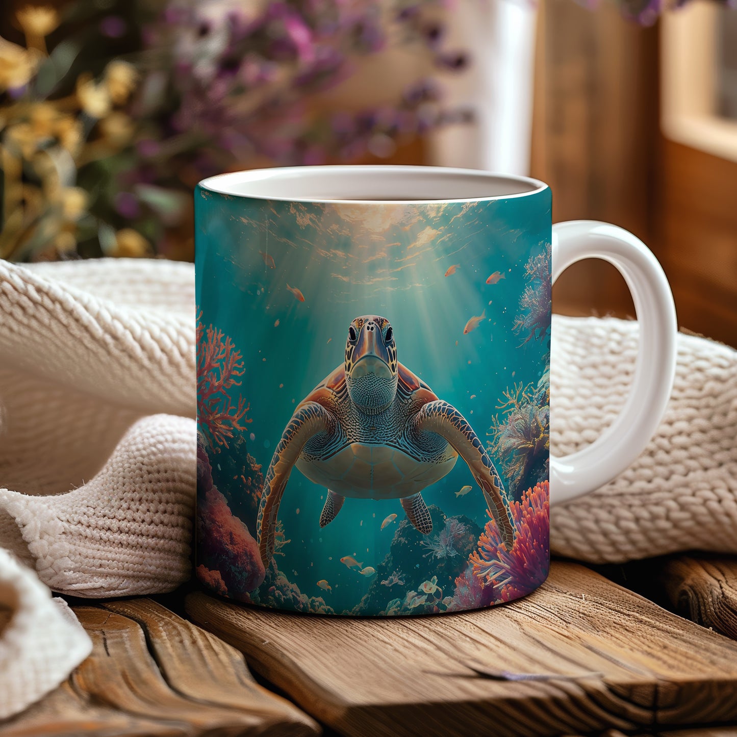 Hrnek s motivem z vodního světa – Tajemství mořské želvy