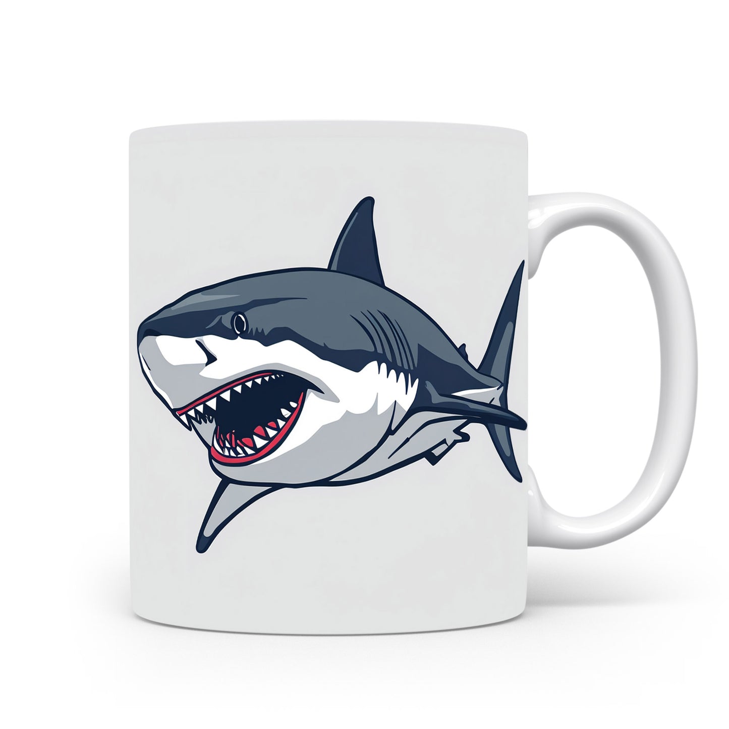 Žralok v pohybu na bílém pozadí