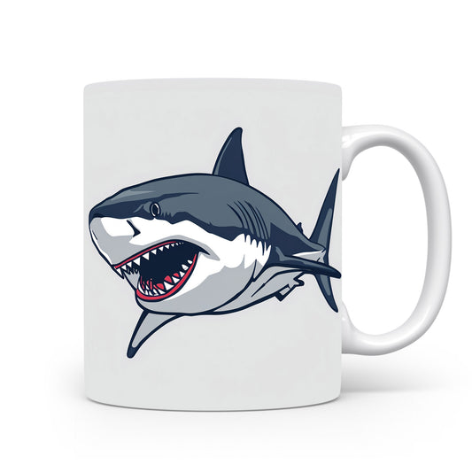 Žralok v pohybu na bílém pozadí