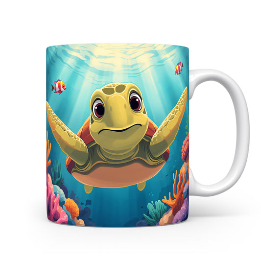 Želva plující mezi korály v pastelových barvách