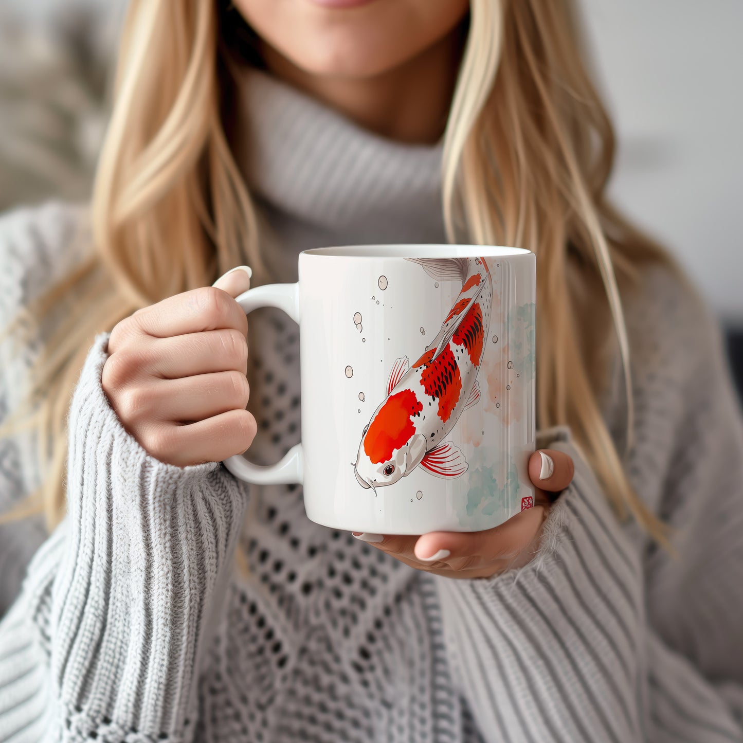 Hrnek s motivem z vodního světa – Koi kapr v tichých hlubinách