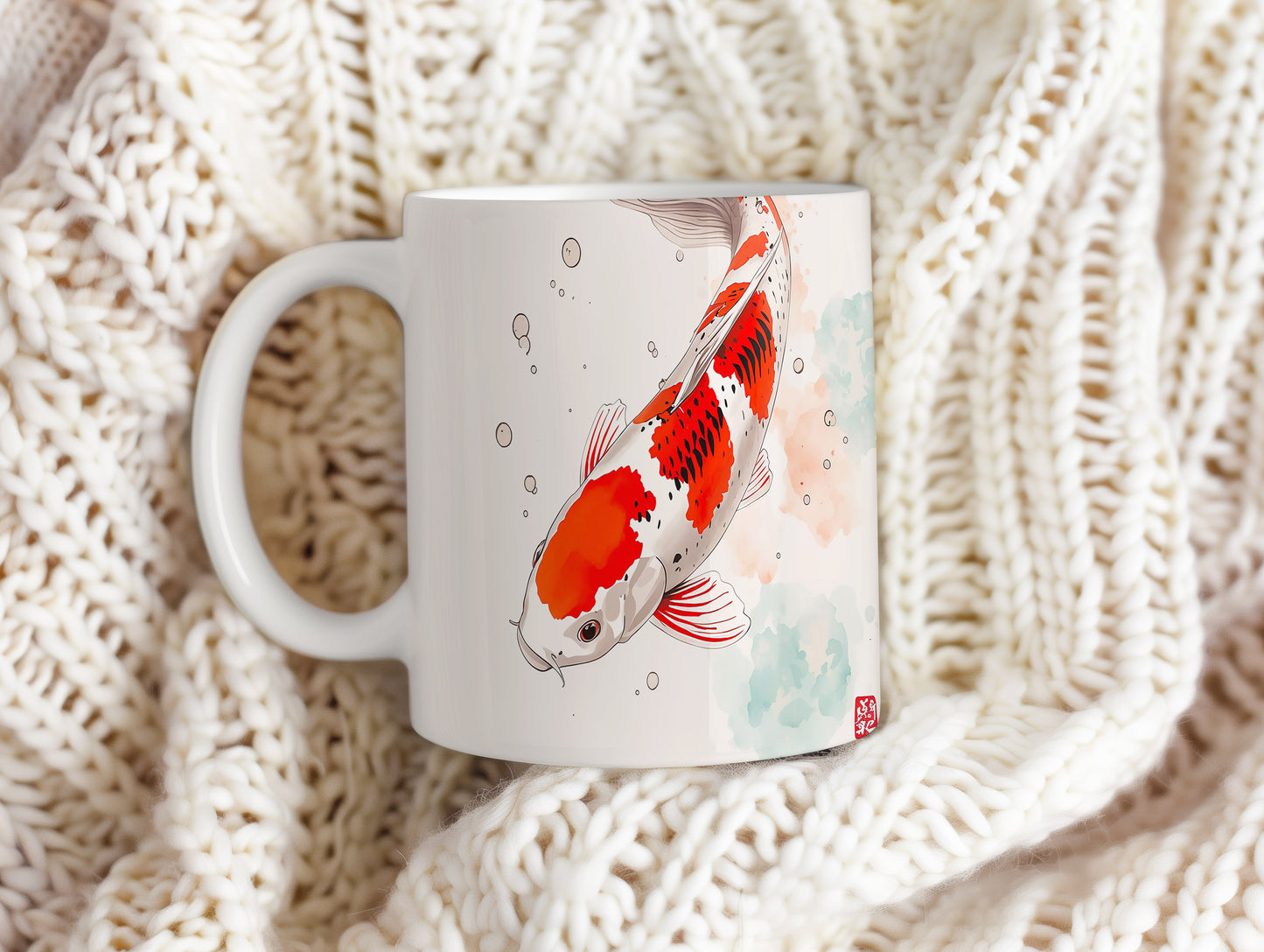 Hrnek s motivem z vodního světa – Koi kapr v tichých hlubinách