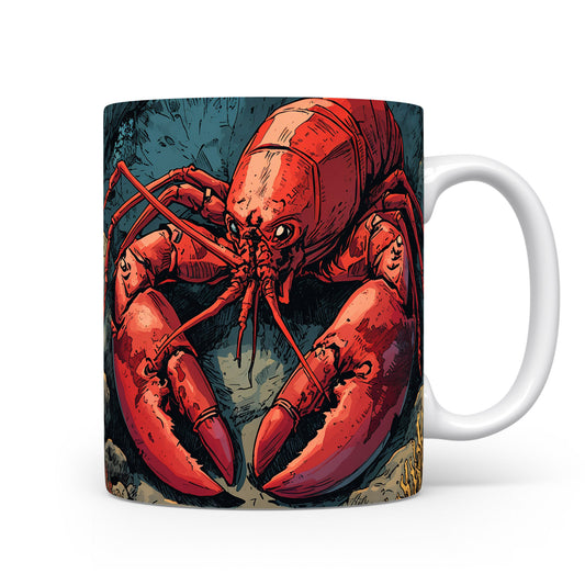 Červený humr v modrém oceánu