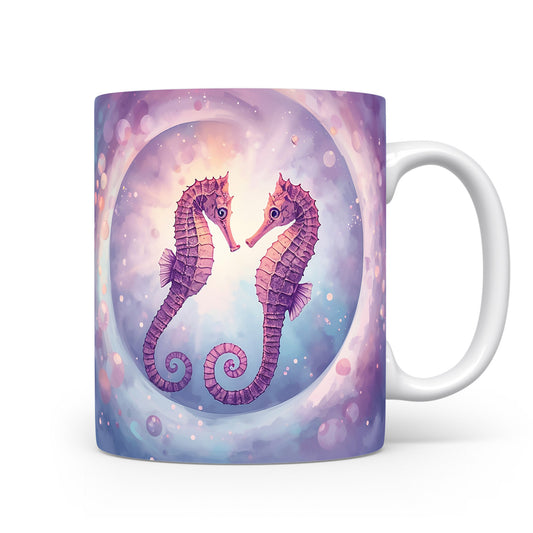 Mořští koníci v pastelových barvách obklopeni bublinami