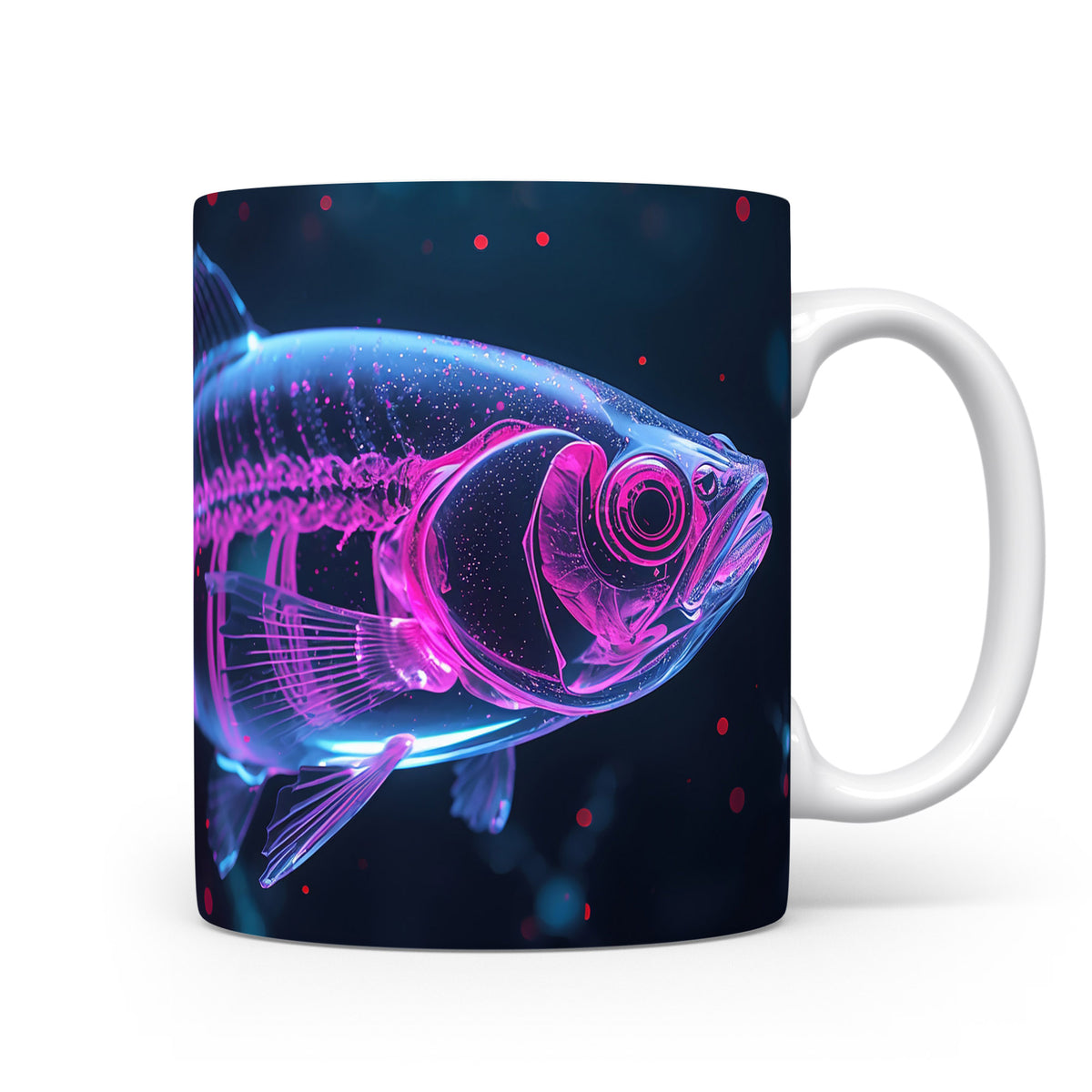 Neónově růžová ryba v tmavém oceánu