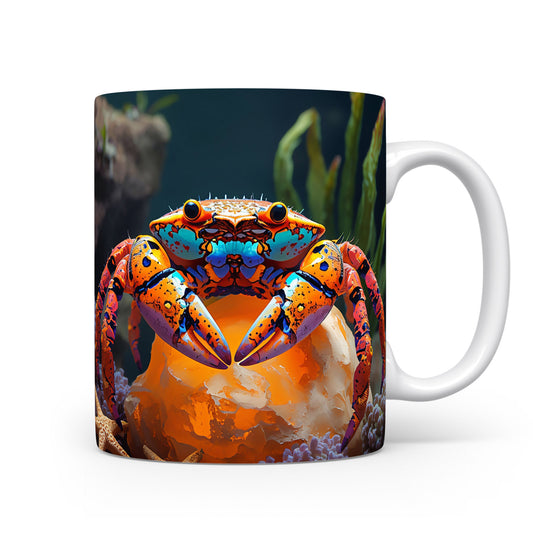 Krab mezi korály v pestrých barvách