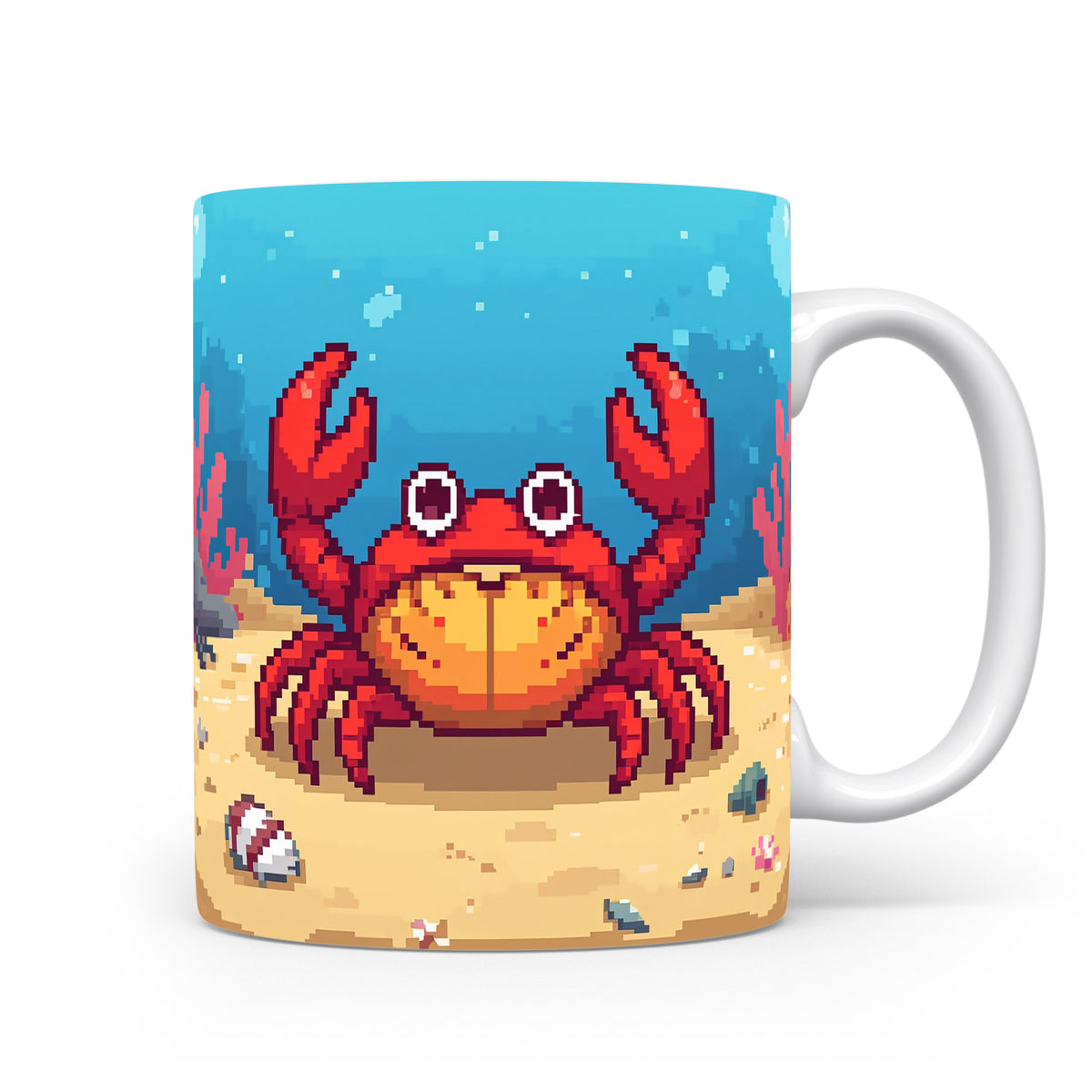 Pixelový krab na písčitém dně