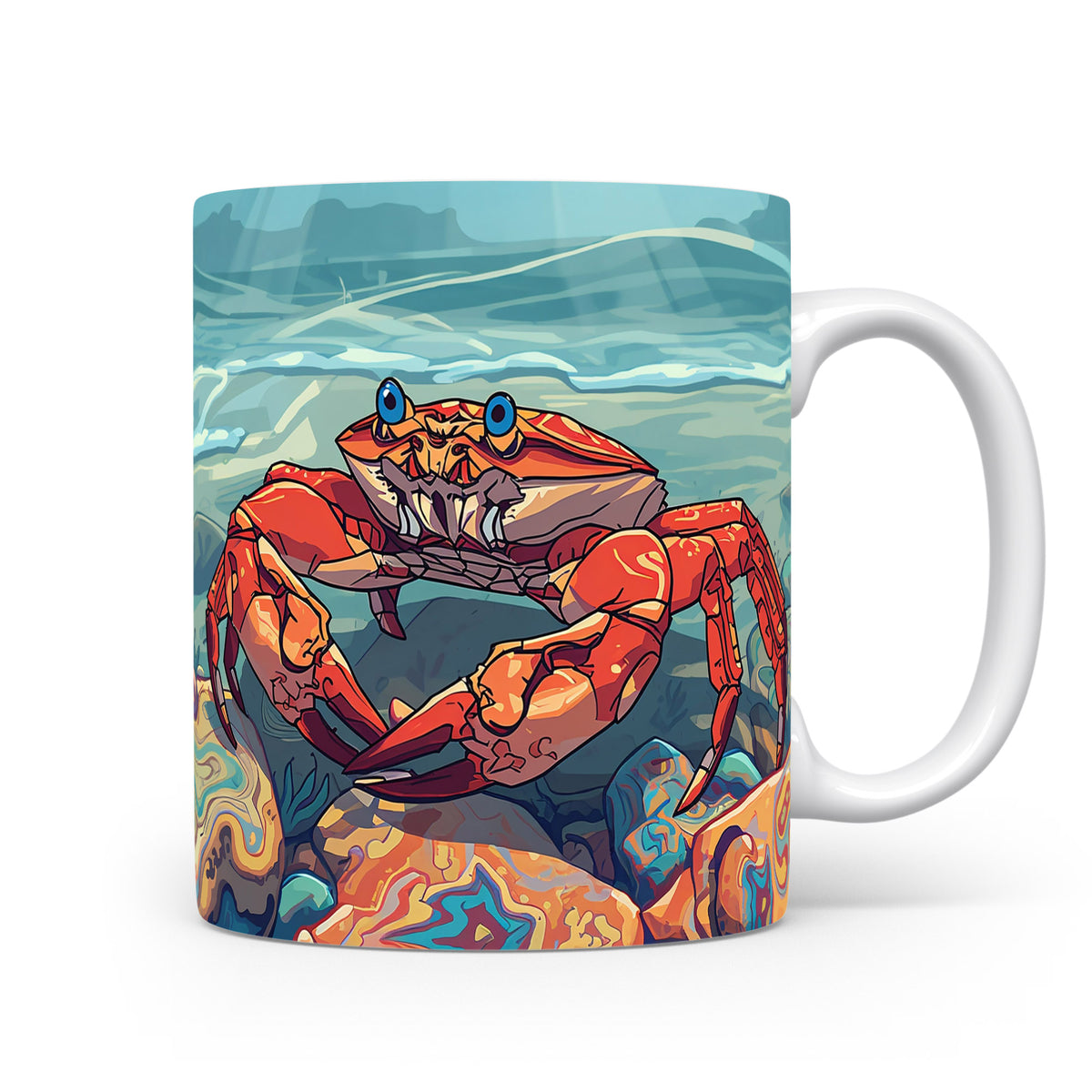 Krab v oceánu s červenými klepety