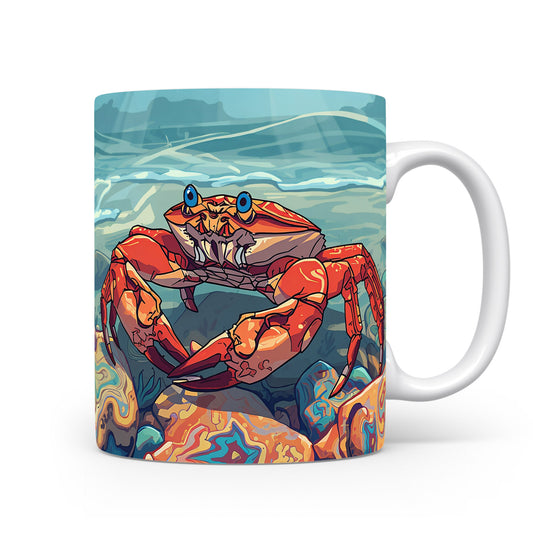 Krab v oceánu s červenými klepety