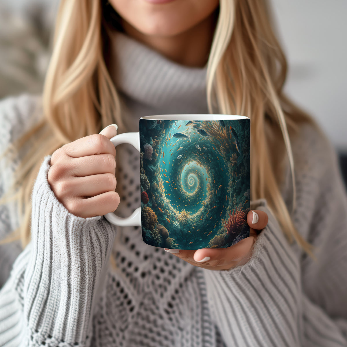 Hrnek s motivem z vodního světa – Vír oceánské harmonie