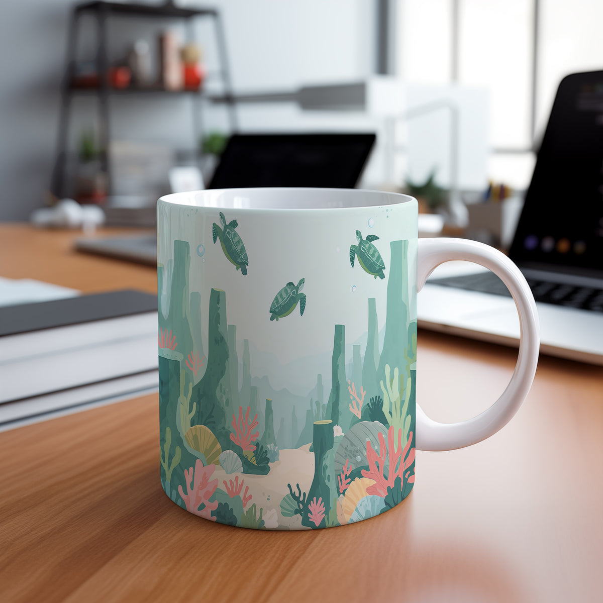Hrnek s motivem z vodního světa – Želví tichá cesta
