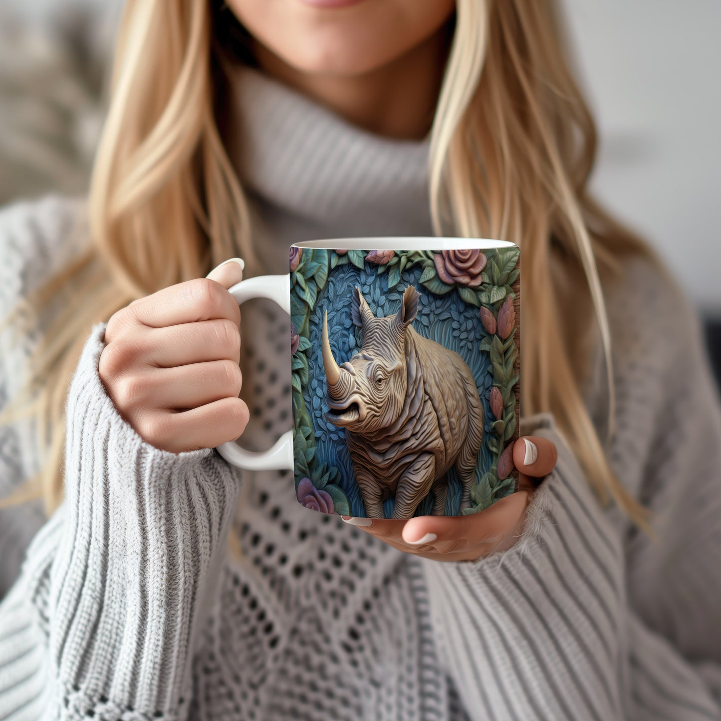 Hrnek s rhinocerozím motivem