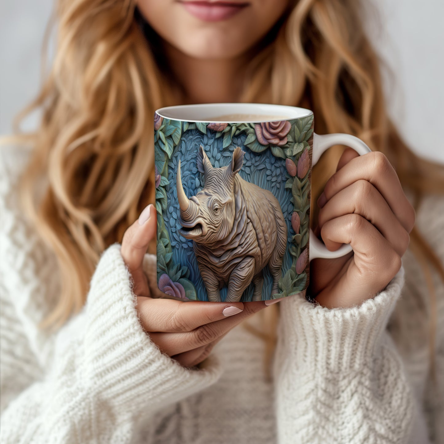 Hrnek s rhinocerozím motivem